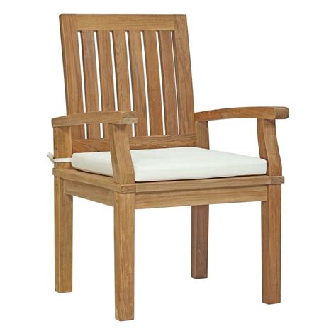 Teak patio furniture becomes more beautiful year after year as its natural patina ages, turning the wood's honey brown to a silvery gray. MODWAY Marina Patio Teak Outdoor Dining Chair in Natural ...