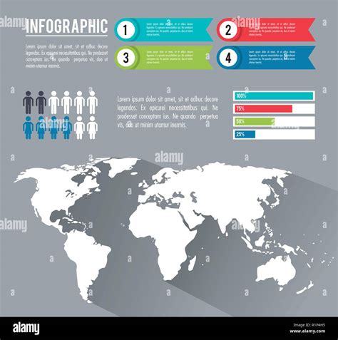 Infographic Whole World With Diagrams Vector Illustration Graphic
