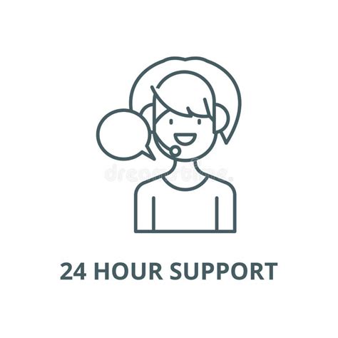 24 Hour Support Vector Line Icon Linear Concept Outline Sign Symbol