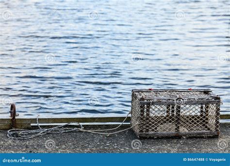 Crab Cage In Harbor On Shore Stock Photo Image Of Shore Trap 86647488