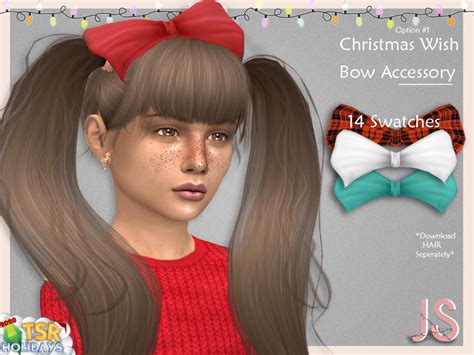 Christmas Wish Hair Bow Accessory 1 By Javasims From Tsr • Sims 4 Downloads