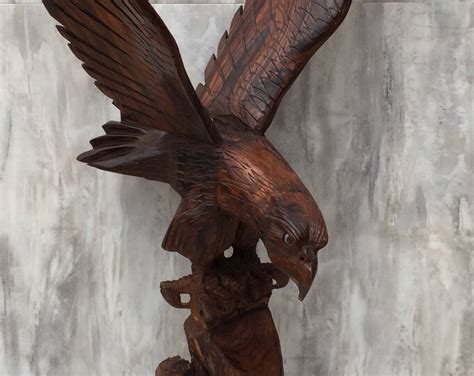 Large Ironwood Eagle Carving Etsy