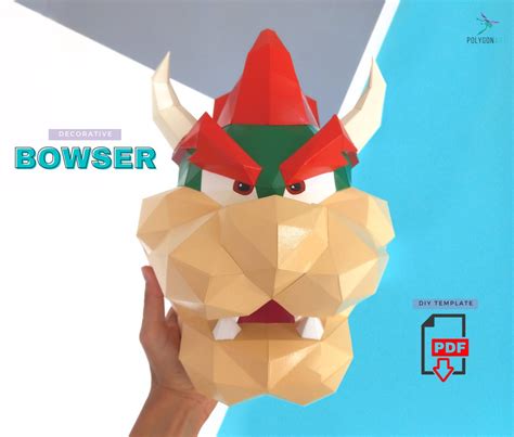 Bowser Papercraft 3d Mario Bros Digital Template Origami Pdf Etsy Israel