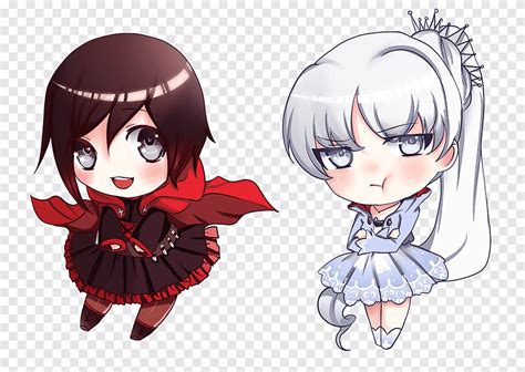 Chibi Anime Weiss Schnee Rooster Teeth Fan Art Ruby Black Hair Chibi