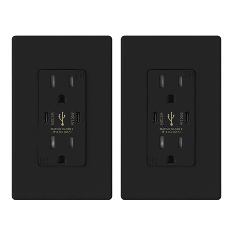 Elegrp Usb Wall Outlet 30 Watt Dual Type C Usb Charger Ports 15a