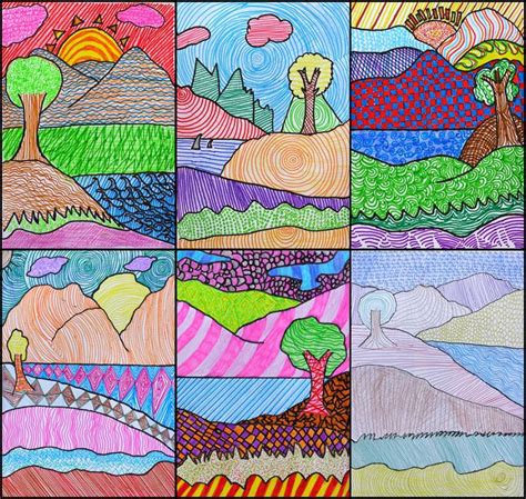 1st Grade Pattern Landscapes Landscape Art Lessons Elementary Art