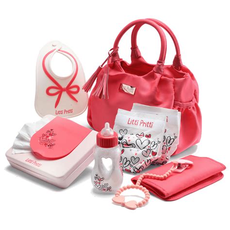 Litti Pritti Baby Doll Diaper Bag Playtime Set Pink Bag Fabric
