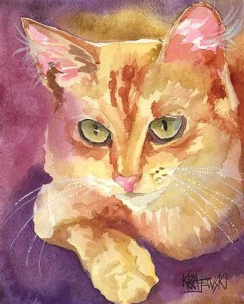 Watercolor Cat Original Watercolor Painting Original Watercolors Cat
