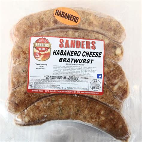 Habanero Cheese Bratwurst 125 Lbs Sanders Meats