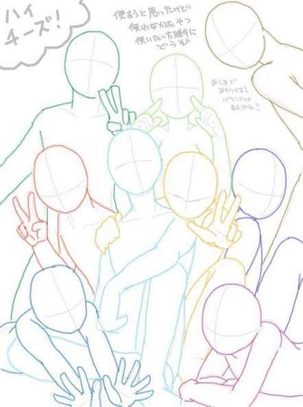 anime poses friend group drawing reference bmp connect