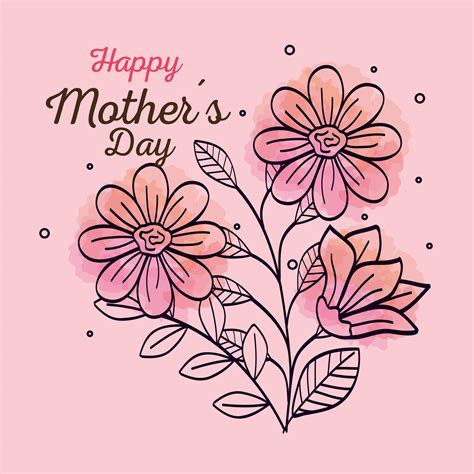 Happy Mother Day Card With Flowers Decoration 2613576 Vector Art At Vecteezy