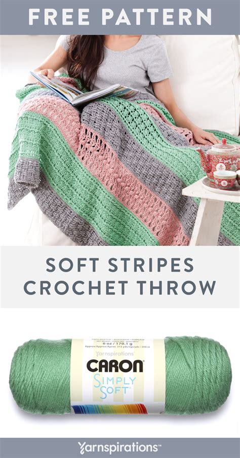 Free Soft Stripes Throw Crochet Pattern Using Caron Simply Soft Yarn
