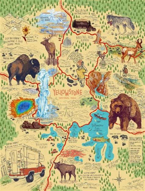 Map Of Yellowstone On Behance Yellowstone Trip National Parks Trip