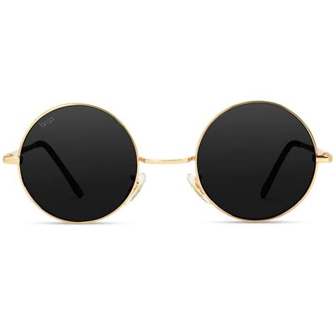 ethel retro round metal hippie sunglasses john lennon inspired gold frame black lens