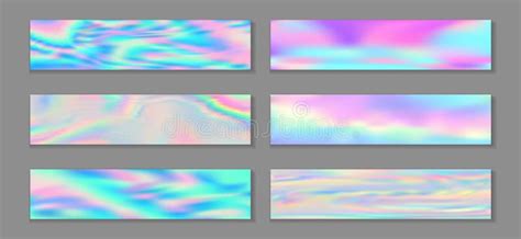 Holographic Cute Banner Horizontal Fluid Gradient Mermaid Backgrounds