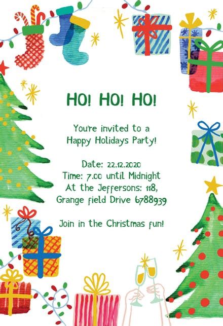 Try out our video invitations to generate some extra buzz for your party! Christmas Party Invitation Templates (Free) | Greetings Island
