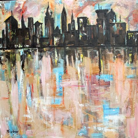 Abstract Artists International Downtown Ii Abstract Cityscape By
