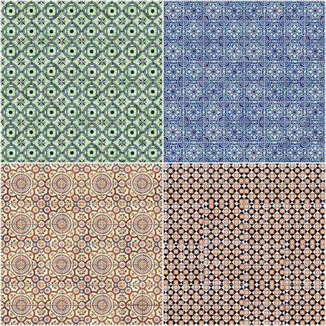 Set Of Four Ceramic Tiles Patterns Stock Photo Image Of Closeup