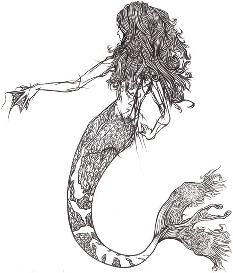 Mermaid Drawings Line Art Art