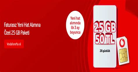 Vodafone Faturasız Yeni Hat Alımına Özel kolay Yeni Paket 25 GB