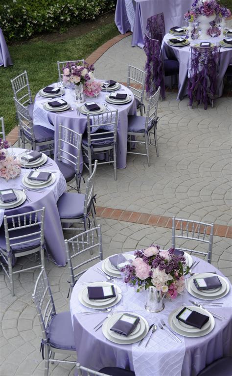 Lavender Cloths With Navy Napkins Wedding Decorations Elegant Purple Purple And Silver