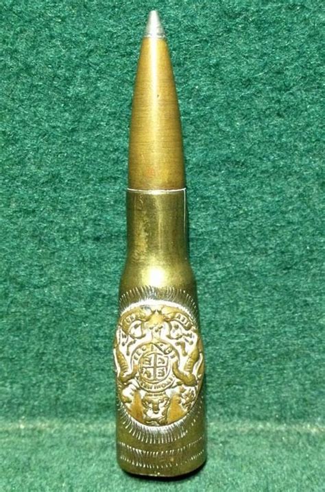 Rare Trench Art Ww1 English Brass Bullet Casing Shell With Copper Coat