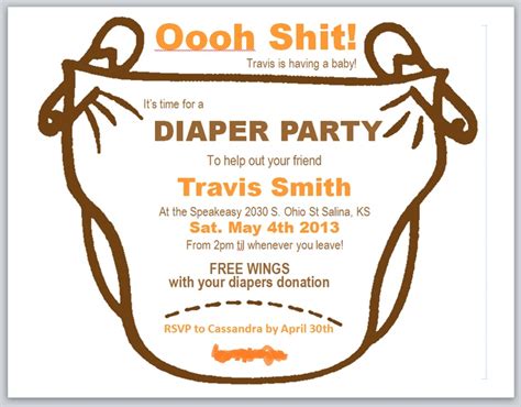 travis diaper party invite  funn parties pinterest