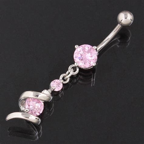 Hot Brand 14g Cz Dangle Ring Belly Button Rings 16mm Barbell Sexy Surgical Steel Belly Piercing