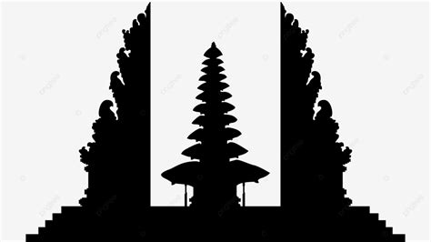Tample Vector PNG Images Pura Dan Candi Bentar Balinese Traditional Gate With Tample Silhouette
