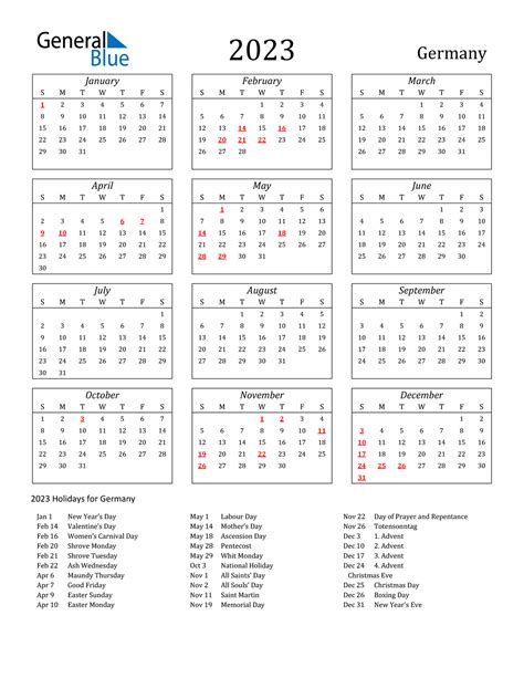2023 Germany Calendar With Holidays