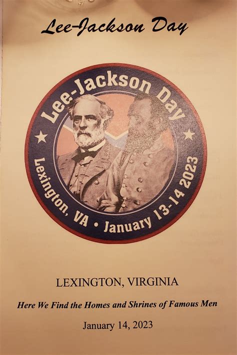 Lee Jackson Day 2023 Lexington Virginia Travelers Companion