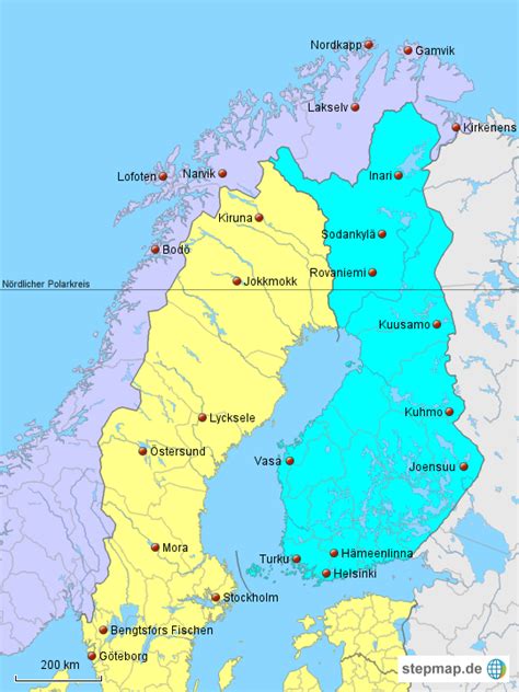 Stepmap Finnland Schweden Norwegen Landkarte Für Deutschland