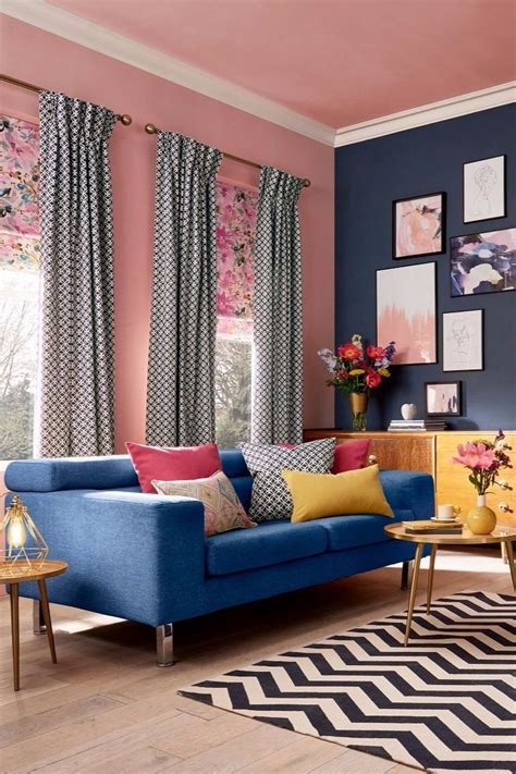Get A Colour Clash Look With Curtains And Roman Blinds Eclectic