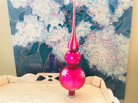 Maybe you would like to learn more about one of these? PINK Christmas Tree Topper, Pastel Glass Tree Spire ...