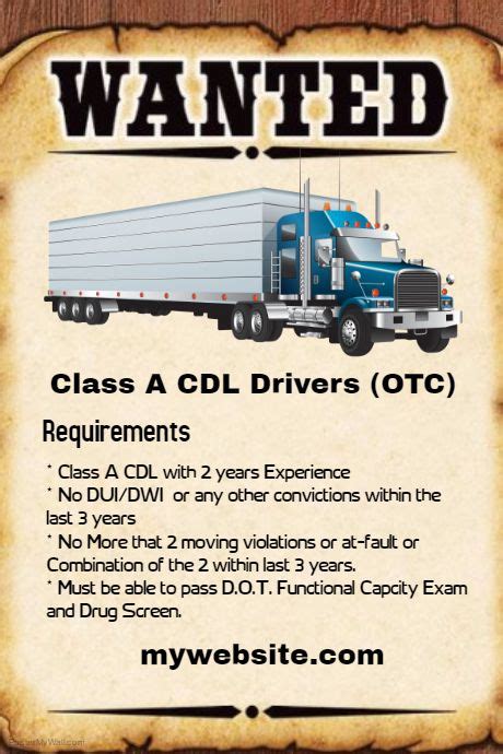 truck driver drivers wanted template invert colors classic names promotional flyers cdl