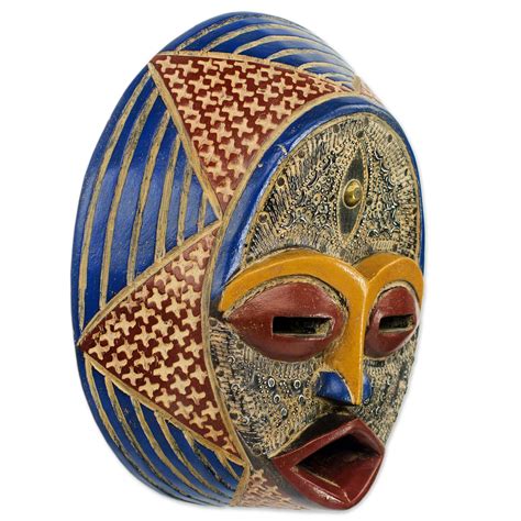 Ewe Culture African Wood Mask Handmade by Ghana Artisan - Kafuinam | NOVICA