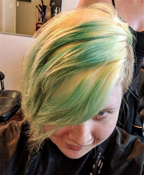 Short Green And Yellow Hair Color Yellow Hair Hair Styles Yellow