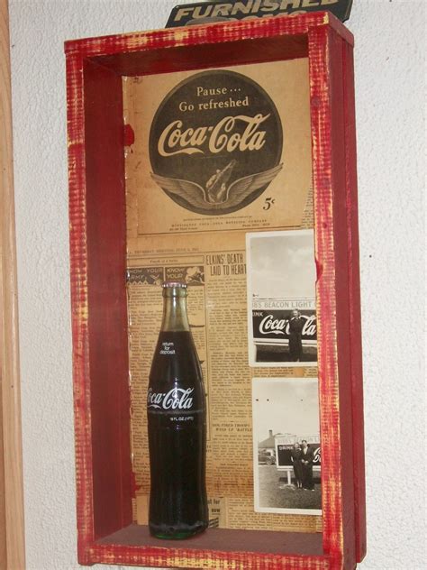 Shadow box made from an old drawer, vinatge 1944 newspaper, vintage