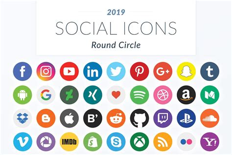 2019 Round Circle Social Icons Storeappleamazonapp Social Icons