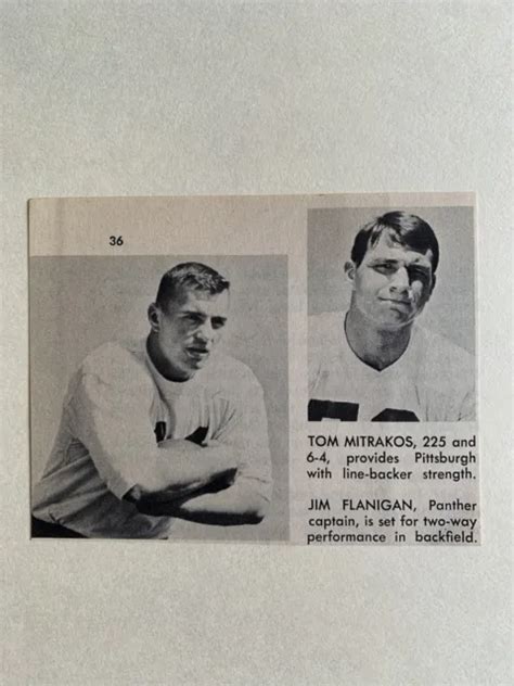 Tom Mitrakos Jim Flanigan Pitt Panthers 1966 Sands Football Pictorial Co Panel 1600 Picclick