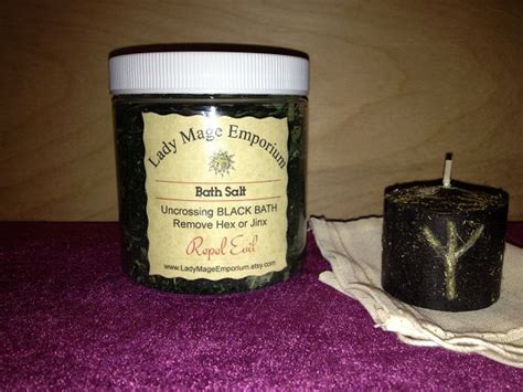 Repel Evil Bath Salt And Candle Set 8 Oz Unhex Black Spiritual Bath Wicca Voodoo Hoodoo