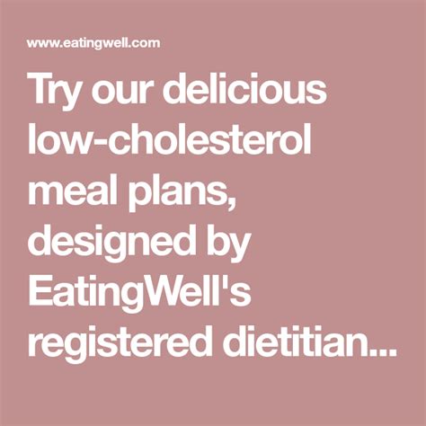 Low Cholesterol Meal Plans Low Cholesterol Meal Plan Low Cholesterol