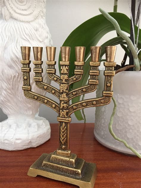 Smaller Solid Brass Menorah Vintage Chanukahisrael Beautiful