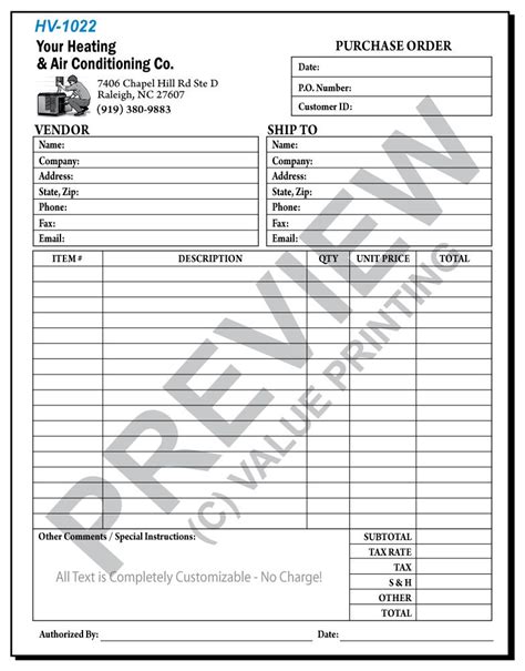 Download babysitting agreement template or service work orders template professional. HV-1022 HVAC Purchase Order | Value Printing | Purchase order, Contract template, Word template