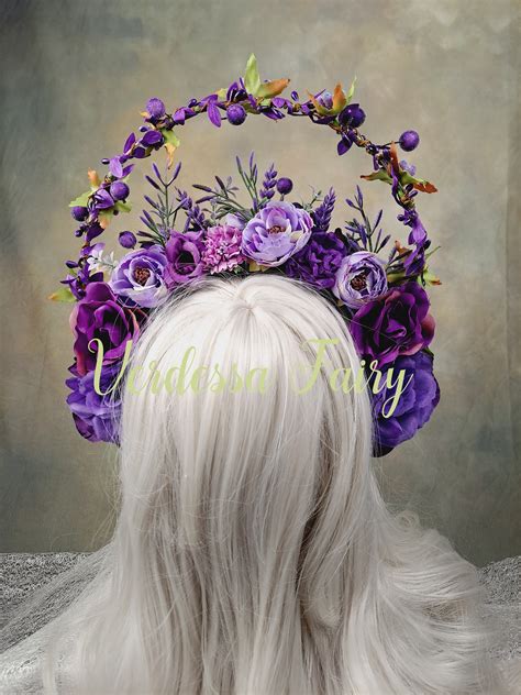 Purple Fairy Flower Headpiece Purple Garden Halo Headpiece Etsy