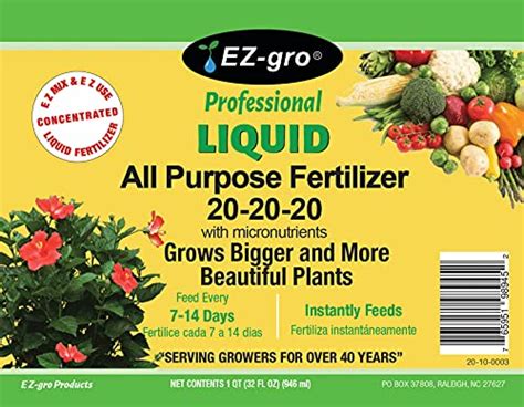 Buy Ez Gro 20 20 20 Fertilizer All Purpose Liquid Plant Food Lawn