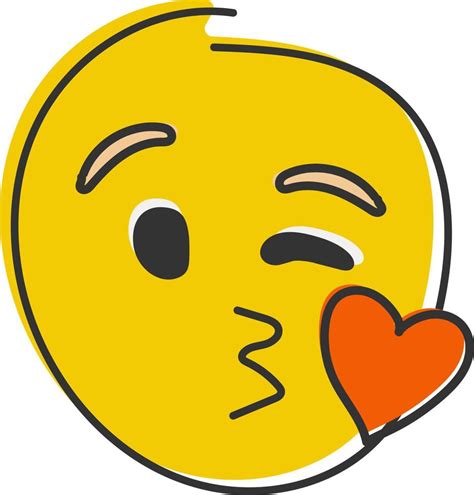 Kiss Emoji Love Emoticon With Lips Blowing A Kiss Hand Drawn Flat