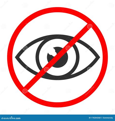 Linear Eye Symbol Is Crossed Out With Red Stop Sign Do Not Vision Icon