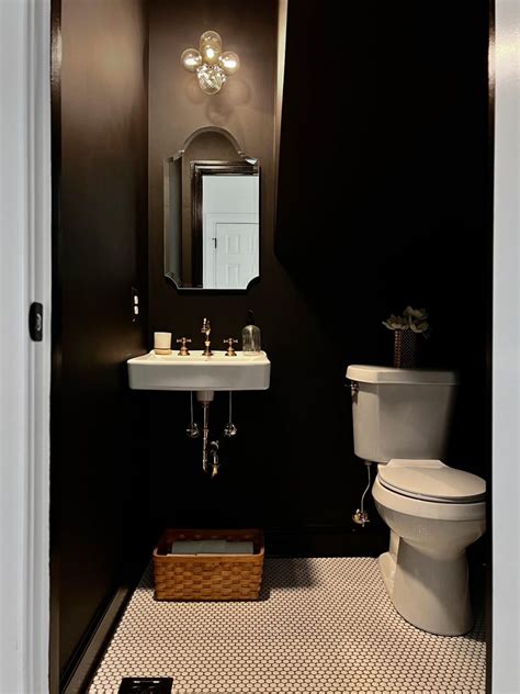 Dark Moody Powder Room Reveal At The Greenfield Remodel Foxy Oxie