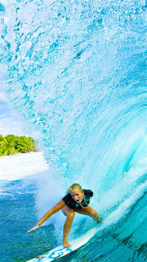 Surfing Girl Wave Wallpaper For Iphone X 8 7 6 Free